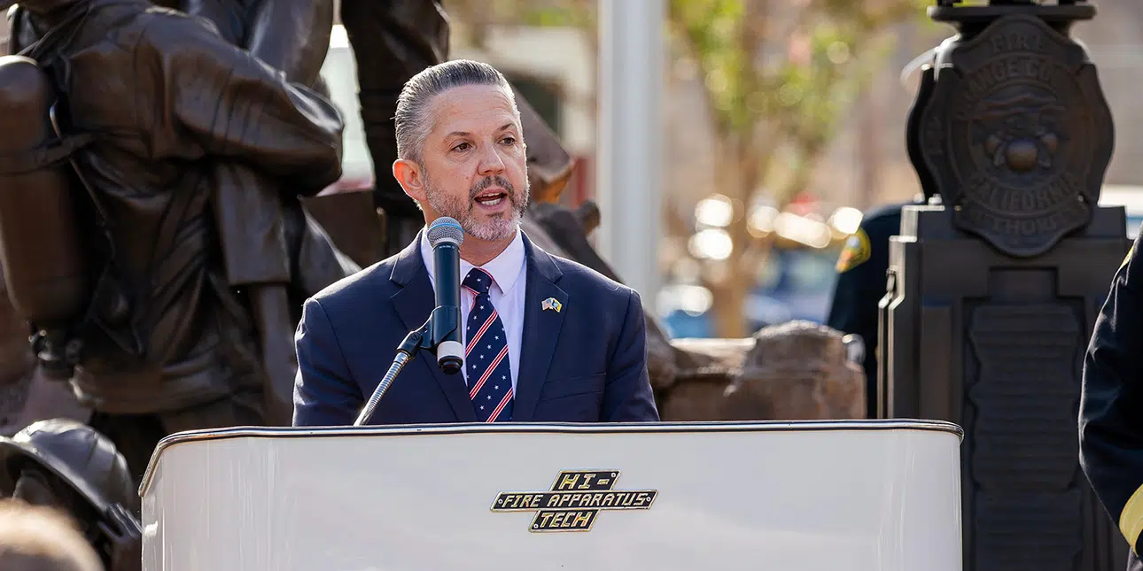 Phil Bacerra giving a speech at OCFA