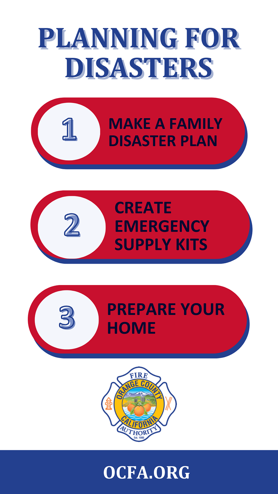 An infographic on the 3 steps of planning for disasters
